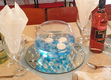 Fish bowl table centre pieces